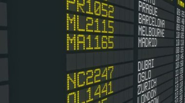 Ayrılan havaalanı tablo durum değişikliği, uluslararası uçuş kalkış programı