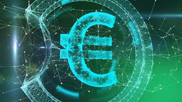 Евро плексус дизайн, электронная валюта онлайн символ денег, торговые фондовые рынки — стоковое видео