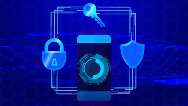 Sécurité de la protection du téléphone mobile, protocole de données crypté par technologie numérique — Video