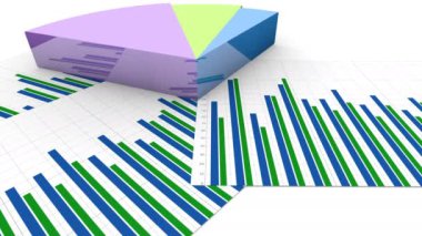 Mali pasta animasyon, grafik büyür, renkli gelir dağılımı rakamları grafik