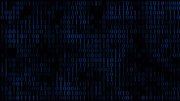 Modèle de code machine, tâche d'ordinateur de traitement de clignotement de 0 et 1 chiffres, mur de matrice — Video