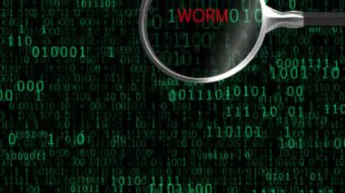 Dijital büyüteç altında Worm trojan, anti-virüs kötü amaçlı kod bulur