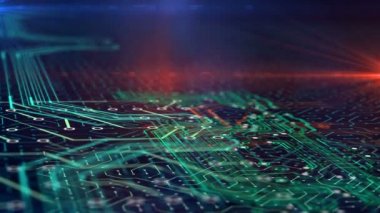 Nano çip devresi, dijital gadget kartı üzerinde modern teknoloji mikro elektronlar