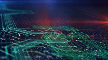 Elektronlar mikroçip devre, dijital elektrikli bilgisayar gadget düzeni hareket