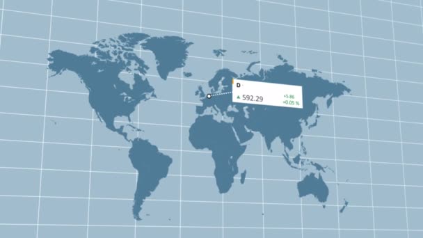 De groei van drie belangrijke wereld beurzen open in USA Europa en Azië index winst — Stockvideo