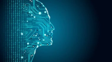 Makine öğrenimi gelecek Ai teknoloji, insan hızlı dijital bilgisayar, robot devrimi