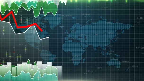 Wykres finansowy w dół, upadek rynku, niedźwiedź na giełdzie traci wartość — Wideo stockowe