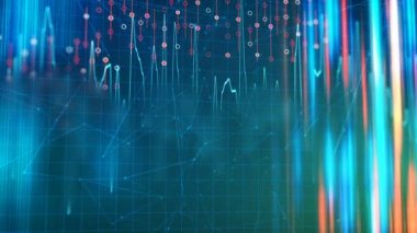 Kullanıcı metni için grafikler ve ağ bağlantıları ile renkli dijital iş arka planı