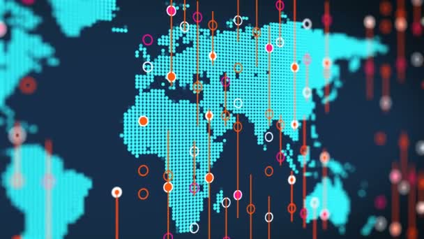 Europa Digital Schematisk blå karta rotation med Business Stock ljus käppar — Stockvideo