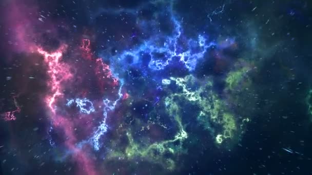 Vol à travers l'espace coloré, futur voyage dans l'espace vue fantastique hyper saut — Video