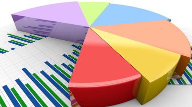Mali pasta animasyon, grafik büyür, renkli gelir dağılımı rakamları grafik