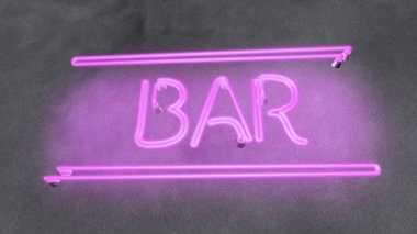 Kafe bar restoranda Neon işareti Bar, gece yerel içki pub gri duvar çalışma