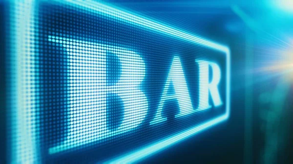 Gece Bar neon işareti yerel pub açıldı, Led ekran parlak parlar, geç saatlerde