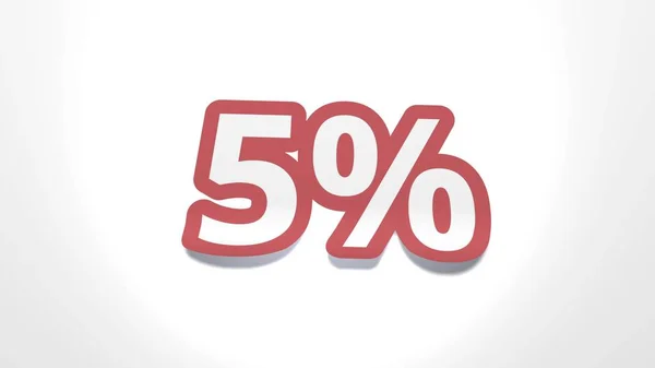 Discount of 5 percent percent cut from paper, shop sale of goods and services — Stock Photo, Image