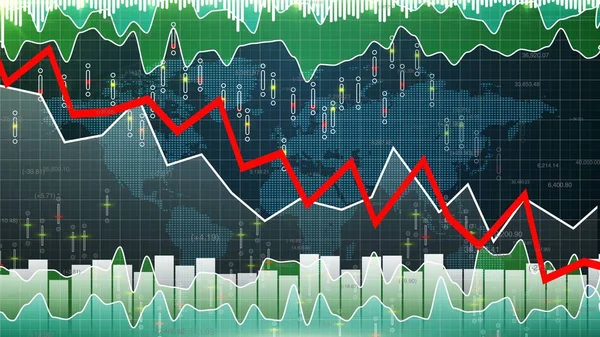 金融グラフが下落、市場の下落、弱気株式市場の価値を失う — ストック写真