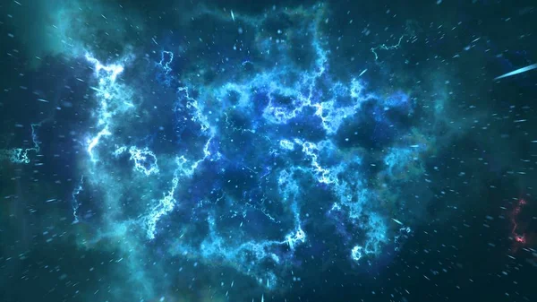 Μελλοντικά διαστημικά ταξίδια φανταστική θέα υπεράλμα, πετώντας μέσα από το γαλάζιο χώρο — Φωτογραφία Αρχείου