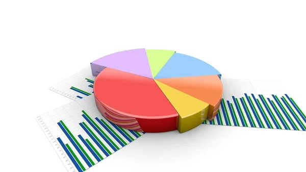 Gráfico de distribución de ingresos de colores, gráfico creciente animación financiera pastel Imagen de stock