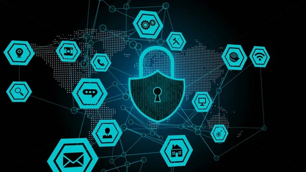 Ochrona komputera blokada cyfrowa bezpieczeństwa przed atakami cybernetycznymi, malware i spyware Obraz Stockowy