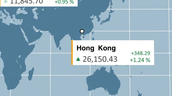 香港の主要なアジア株式市場指数の利益は、世界のココニー値を上げる成長 ストック画像