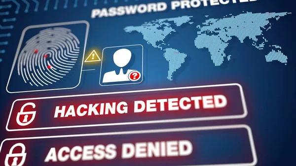 Skanowanie systemu hacking wykryte, złośliwy wirus hacked sieci, brak dostępu Obraz Stockowy