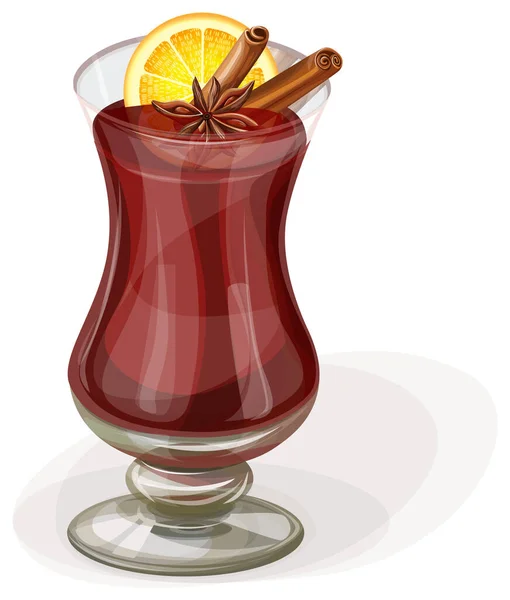 Vector Image Hot Mulled Wine Cocktail Spices Eps — Stock Vector