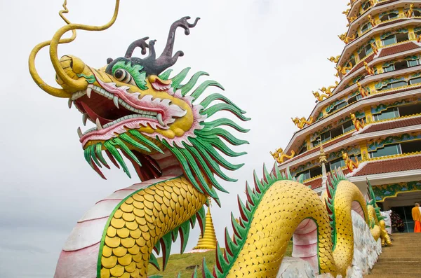 Standbeeld Van Gouden Draak Tempel Stockafbeelding