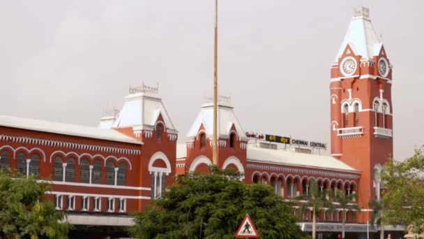 Imagen Exterior Estación Central Tren Chennai — Vídeo de stock