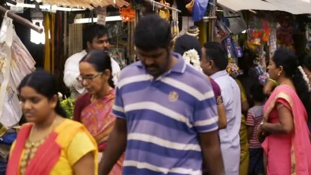 Pessoas Comprando Flores Loja Perto Templo Chennai — Vídeo de Stock