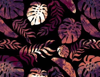 Tropikal çiçek tasarımı deseni, tropikal illüstrasyon deseni, tropikal batik tasarım deseni, çok renkli