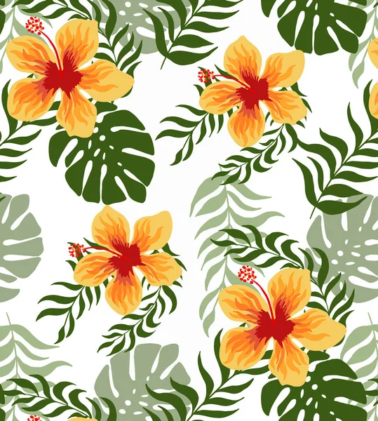 Tropical flower design pattern, tropical illustration pattern, tropical batik design pattern, multicolor