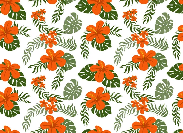 Motif Floral Hibiscus Tropical Motif Vectoriel Tropical — Photo