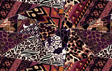 Patchwork leopar ve zebra tasarım deseni, leopar ve etnik desen, dikenli yamalar