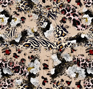 Patchwork leopar ve zebra tasarım deseni, leopar ve etnik desen, dikenli yamalar