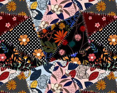 Patchwork leopar ve zebra tasarım deseni, leopar ve etnik desen, dikenli yamalar