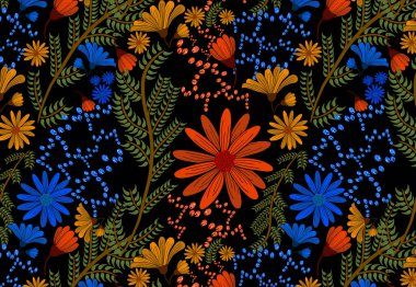 Kusursuz çiçek deseni. Çiçek illüstrasyon tasarımı deseni.