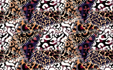 Patchwork leopar ve zebra tasarım deseni, leopar ve etnik desen, dikenli yamalar