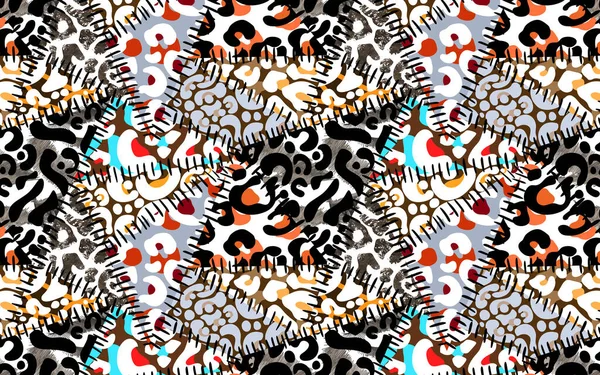 Patchwork Leopard Zebra Design Pattern Leopard Ethnic Pattern Seamy Patchwork — Stock Photo, Image