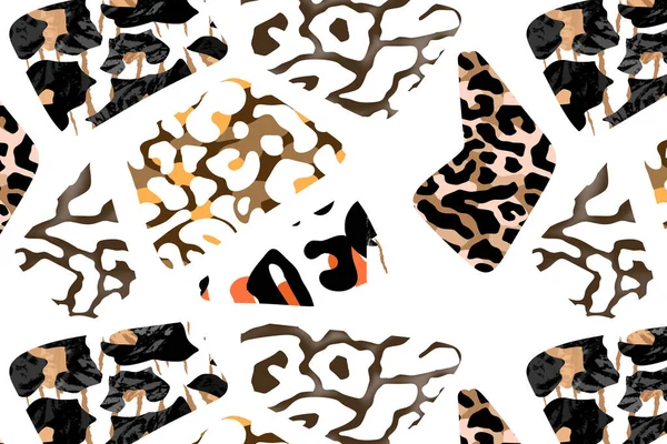 Patchwork Lampart Zebra Wzór Projektowania Lampart Etniczny Wzór Seamy Mozaiki — Zdjęcie stockowe