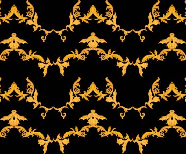 Kumaş ve tekstil için altın barok süsü arkaplanı 
