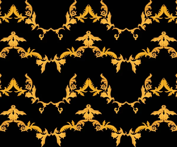Złoty Barokowy Ornament Tła Dla Tkanin Tekstyliów — Zdjęcie stockowe