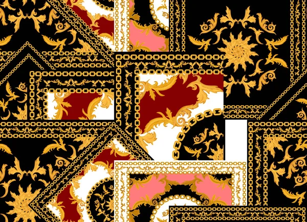 Patchwork Lining Geometric Design Pattern Baroque Ethnic Pattern Seamy Patchwork — Stock Photo, Image