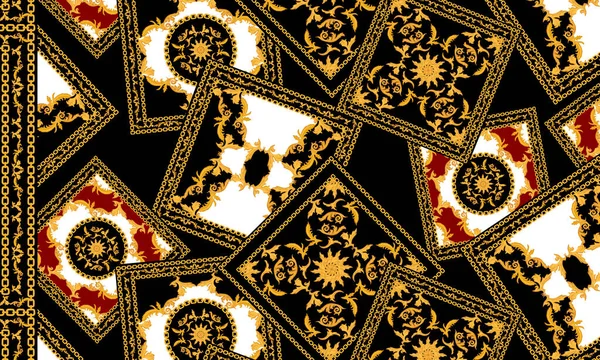 Patchwork lining and geometric design pattern, baroque and ethnic pattern, seamy patchwork