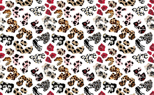 Patchwork Leopardo Padrão Design Zebra Leopardo Padrão Étnico Retalhos Costuras — Fotografia de Stock