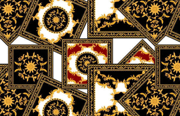 Patchwork Lining Geometric Design Pattern Baroque Ethnic Pattern Seamy Patchwork — Stock Photo, Image