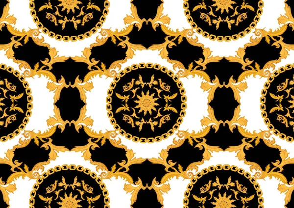 Golden baroque chain pattern design.