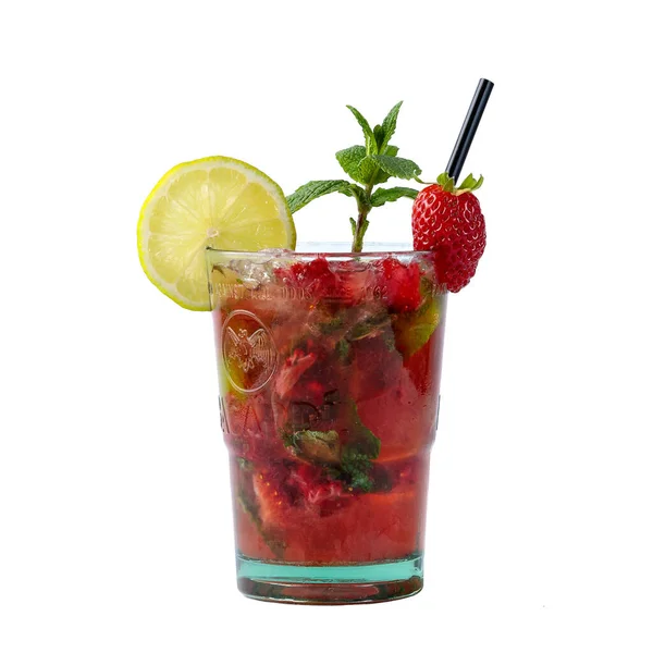 Mojito Morango Com Hortelã Limão Açúcar — Fotografia de Stock