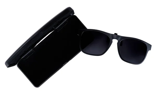 Czarne Okulary Czarnym Etui — Zdjęcie stockowe