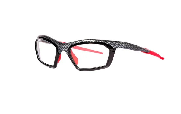 Graue Und Rote Brille Auf Weißem Hintergrund — Stockfoto