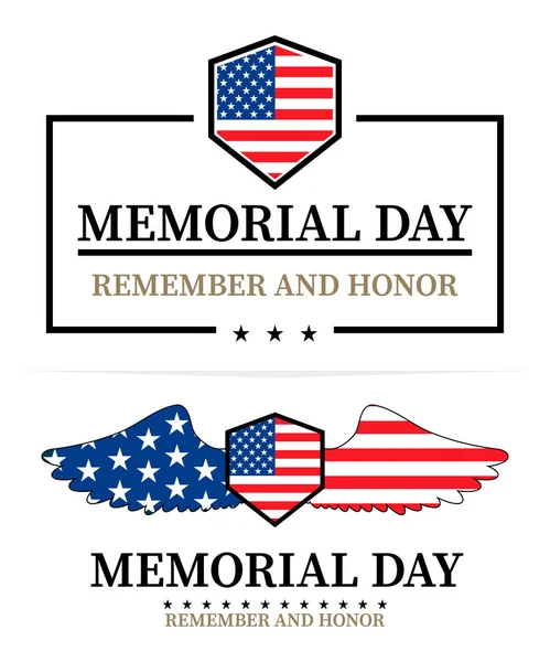 Memorial Day Labels Vector Illustration White Background — Stock Vector