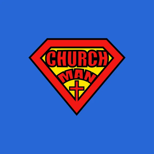 Hombre Iglesia Sobre Fondo Azul Ilustración Vectorial — Vector de stock